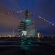 The resigned island of USS Gerald R Ford as the carrier awaits commissioning. US Navy Photo